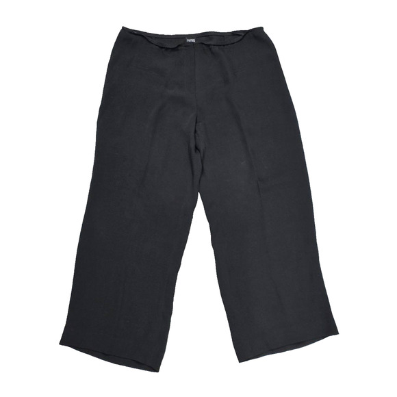EILEEN FISHER Crêpe Straight Cropped Pants Black Large A003770 - Picture 2 of 8